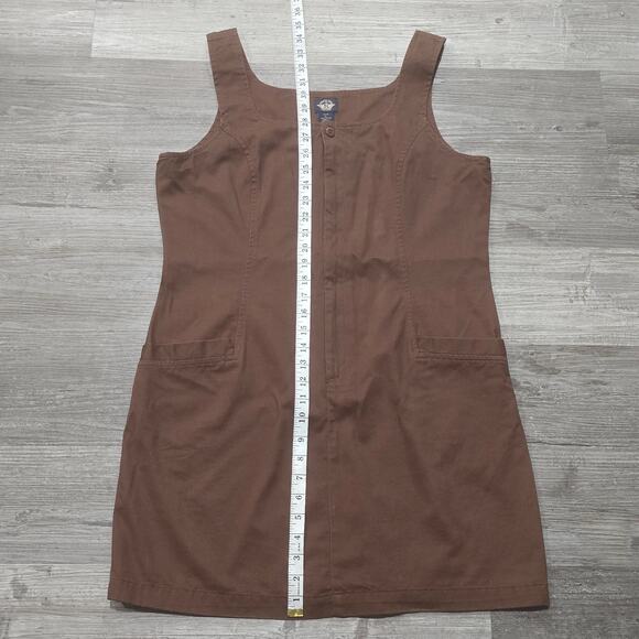 Vintage Dockers Brown Sleeveless Dress Zip Front & Pockets - Picture 7 of 8